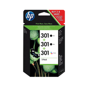 HP 301 Mehrfarbig Packung mit 2 schwarzen und 1 farbigen Tintenpatrone Original