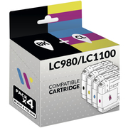 Kompatibel Brother LC980/LC1100 Packung mit 4 Stück Tintenpatronen