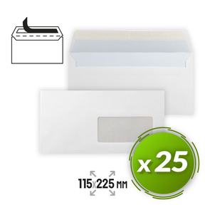 Liderpapel American White Envelope mit Fenster 115 x 225 mm 25 Stück.