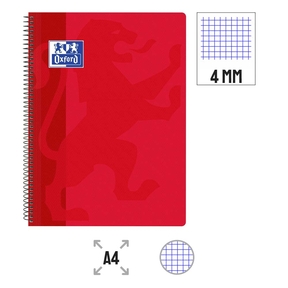 Oxford Notizbuch A4 A4 Kunststoffhülle 4x4 mm (Rot)