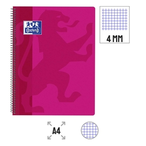 Oxford Notizbuch A4 Kunststoffhülle 4 x 4 mm (Fuchsia)
