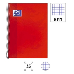 Oxford A5 Notizbuch A5 Heller Umschlag 5x5 mm (Rot)