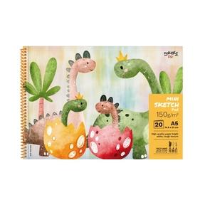 Nokers Kids Dino Zeichenblock A5 150 g – 20 Blatt