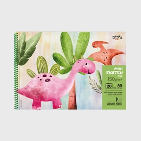 Nokers Kids Dino Zeichenblock A5 150 g – 20 Blatt