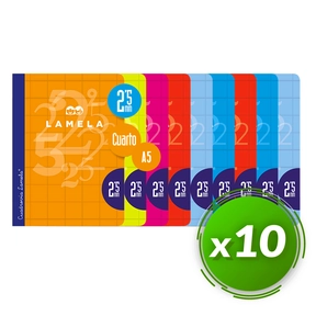 Lamela Notizbuch 50 Blatt / Quarter (10 Stk. Sortiert)