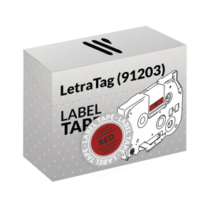 Beschriftungsband schwarz auf rot Plastik alternativ für Dymo LetraTag 91203 