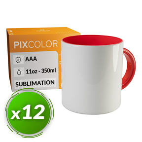 PixColor Rote Sublimation Tasse - Premium AAA Qualität (Pack 12)