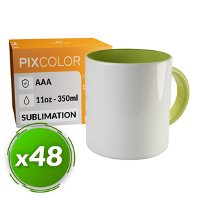 PixColor Hellgrün Sublimation Tasse - Premium Qualität AAA (Pack 48)