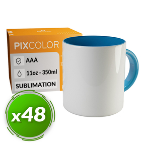PixColor Hellblaue Sublimation Tasse - Premium Qualität AAA (Pack 48)