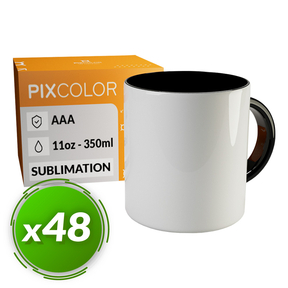 PixColor Schwarz Sublimation Tasse - Premium Qualität AAA (Pack 48)