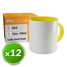 PixColor Gelb Sublimation Tasse - Premium Qualität AAA (Pack 12)