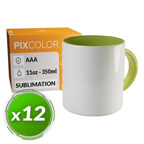PixColor Hellgrün Sublimation Tasse - Premium Qualität AAA (Pack 12)