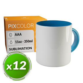PixColor Hellblaue Sublimation Tasse - Premium Qualität AAA (Pack 12)