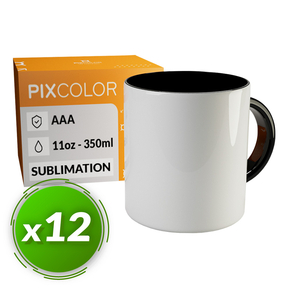 PixColor Schwarz Sublimation Tasse - Premium AAA Qualität (Pack 12)
