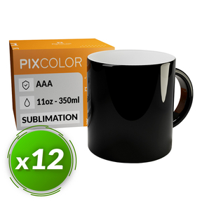 PixColor Magic Sublimation Tasse - Premium Qualität AAA (Pack 12) (Schwarz)