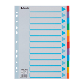 Esselte A4 Karton Trennblätter mit Index (12 Registerkarten)